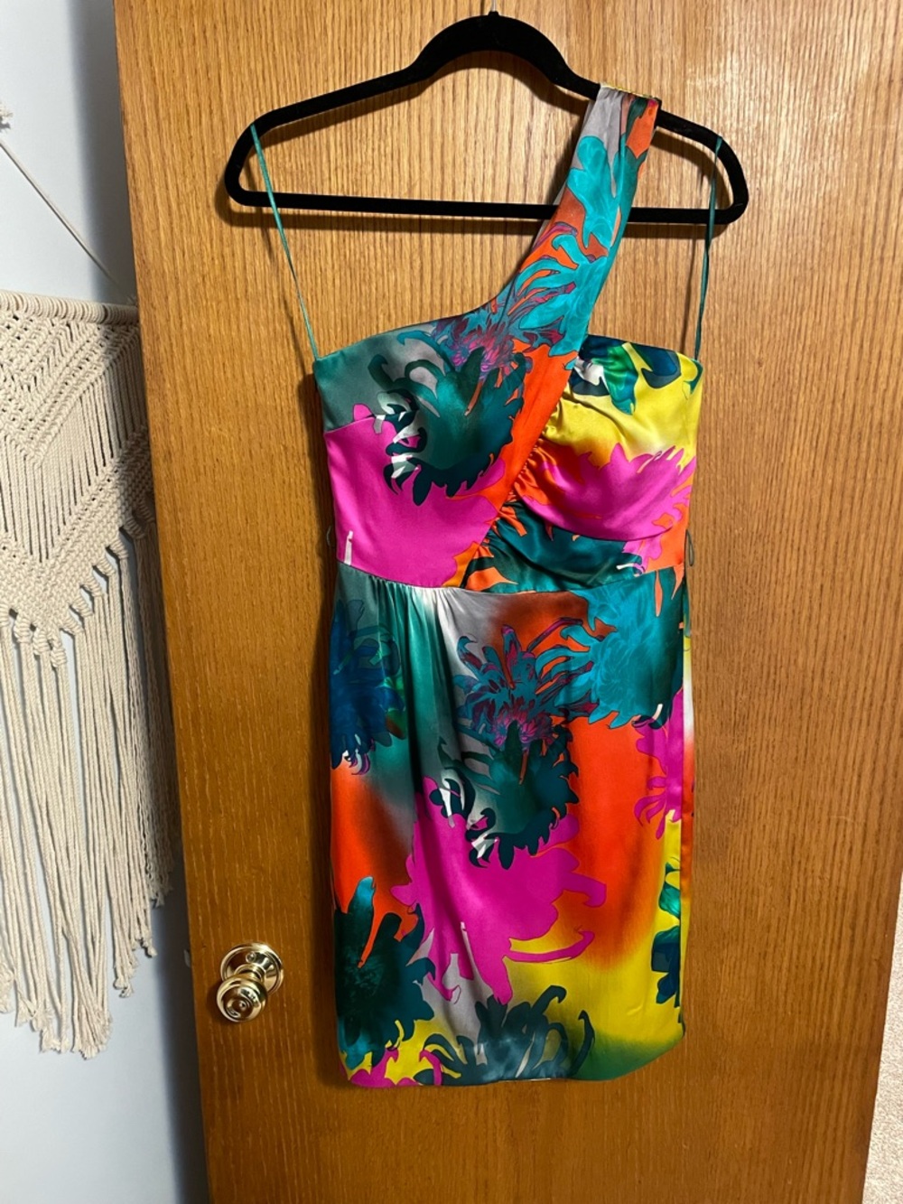 Trina Turk Silk One Shoulder Tropical Dress Sz 4